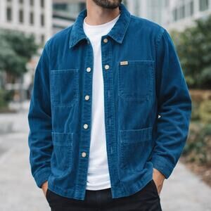 Brixton Men’s Blue Corduroy Button Down Shirt Small 100% Cotton Casual